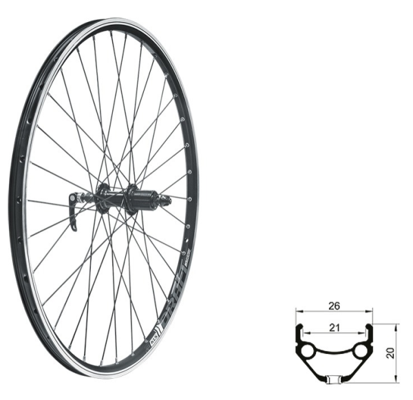 Hinterrad KLS DRAFT V-brake R, 28/29", black