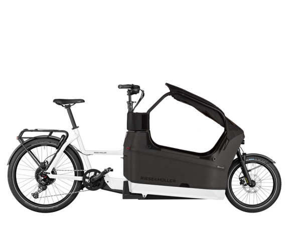 R&M Packster2 70 vario,750Wh,white,Bosch Cargo Line Cruise(Gen4),PowerTube,Enviolo,belt,Doppelkindersitz,Verdeck,Gep&auml;cktr&auml;ger