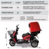 Rolektro, E-Carrier 25 V.3 Lithium, Rot, mit XXL-Koffer, 60V-32,5Ah Akku, 1000 Watt